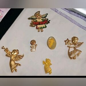 Lot of 6 -  Vintage Holiday Angels Pins/Brooch Christmas